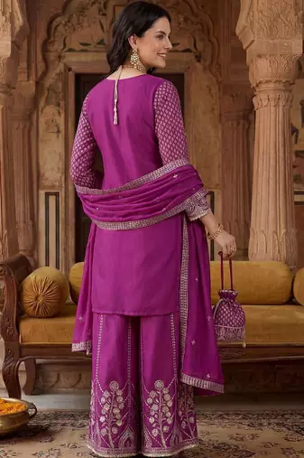 Women Ethnic Motifs Embroidered Regular Sequinned Kurta with Palazzos & With Dupatta