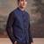 Mens violet jacquard woven design mandarin collar koti