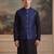 Mens violet jacquard woven design mandarin collar koti