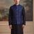 Mens violet jacquard woven design mandarin collar koti