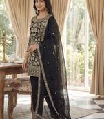 Women Floral Embroidered Panelled Sequinned Kurta with Trousers & With Dupatta
