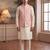 Mens pink jacquard woven design mandarin collar koti