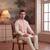 Mens pink jacquard woven design mandarin collar koti