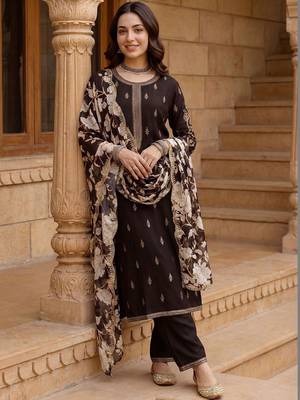 Women Ethnic Motifs Embroidered Regular Kurta with Palazzos & With Dupatta 1