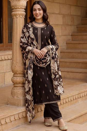 Women Ethnic Motifs Embroidered Regular Kurta with Palazzos & With Dupatta