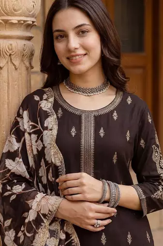 Women Ethnic Motifs Embroidered Regular Kurta with Palazzos & With Dupatta