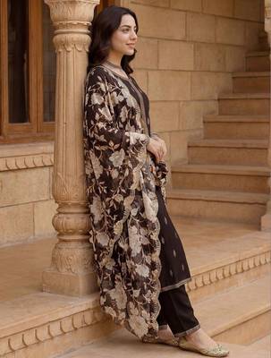 Women Ethnic Motifs Embroidered Regular Kurta with Palazzos & With Dupatta 3