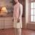 Mens pink jacquard woven design mandarin collar koti