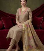 Women Ethnic Motifs Embroidered Regular Raw Silk Kurta with Trousers & With Dupatta