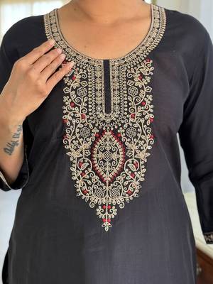 Women Ethnic Motifs Embroidered Regular Sequinned Kurta with Trousers & With Dupatta 4