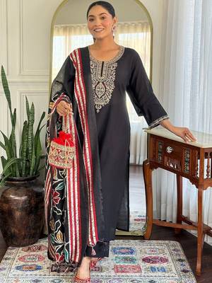 Women Ethnic Motifs Embroidered Regular Sequinned Kurta with Trousers & With Dupatta 6