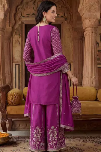 Women Ethnic Motifs Embroidered Regular Sequinned Kurta with Palazzos & With Dupatta
