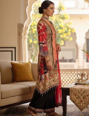 Women Ethnic Motifs Printed Regular Mirror Work Kurta with Palazzos & With Dupatta 4