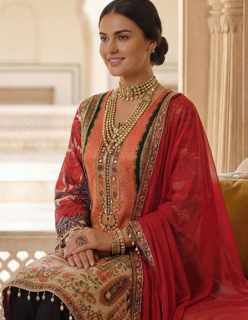 Women Ethnic Motifs Printed Regular Mirror Work Kurta with Palazzos & With Dupatta