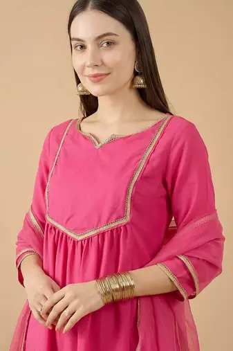 Women Regular Kurta with Trousers & With Dupatta