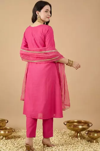 Women Regular Kurta with Trousers & With Dupatta