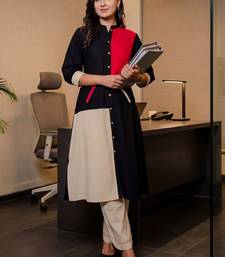 Women Regular Thread Work Pure Cotton Kurta with Trousers