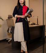 Women Regular Thread Work Pure Cotton Kurta with Trousers