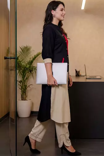 Women Regular Thread Work Pure Cotton Kurta with Trousers