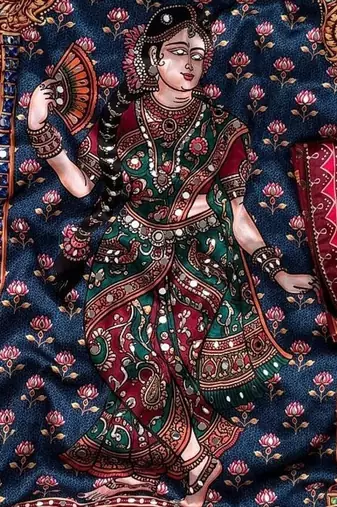 Multi Real Mirror And Real moti tassels Work Satin Saree