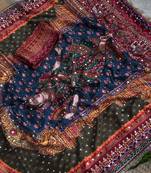 Multi Color  Real Mirror And Real moti tassels  Work Satin Saree