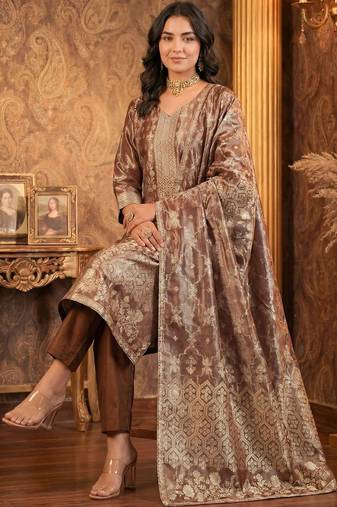Women Floral Regular Kurta with Trousers & With Dupatta