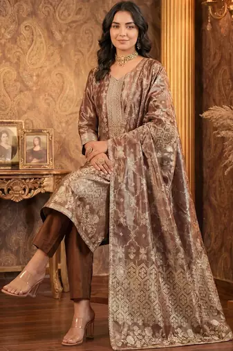 Women Floral Regular Kurta with Trousers & With Dupatta