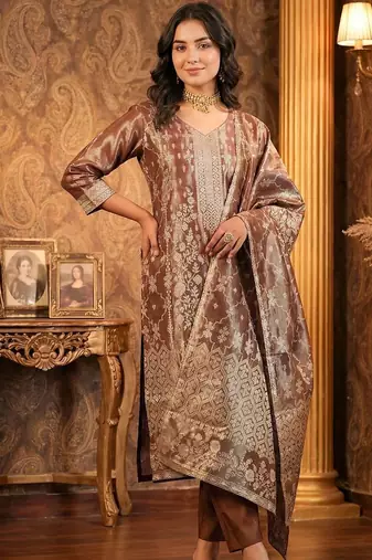 Women Floral Regular Kurta with Trousers & With Dupatta