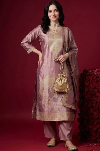 Women Ethnic Motifs Regular Kurta with Trousers & With Dupatta