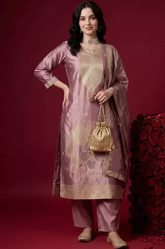 Women Ethnic Motifs Regular Kurta with Trousers & With Dupatta
