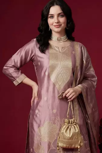 Women Ethnic Motifs Regular Kurta with Trousers & With Dupatta