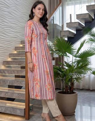Women Printed Regular Beads and Stones Pure Cotton Kurta with Trousers 4