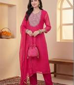 Women Ethnic Motifs Embroidered Regular Sequinned Kurta with Trousers & With Dupatta