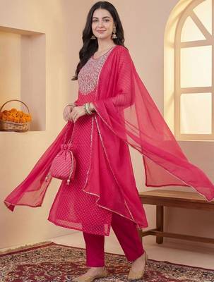 Women Ethnic Motifs Embroidered Regular Sequinned Kurta with Trousers & With Dupatta 2