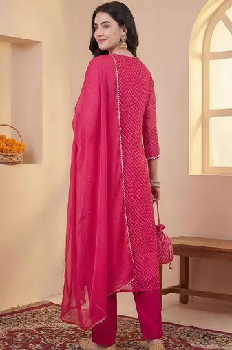 Women Ethnic Motifs Embroidered Regular Sequinned Kurta with Trousers & With Dupatta