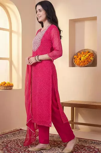 Women Ethnic Motifs Embroidered Regular Sequinned Kurta with Trousers & With Dupatta