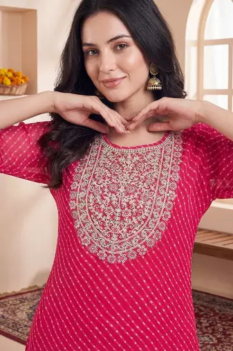 Women Ethnic Motifs Embroidered Regular Sequinned Kurta with Trousers & With Dupatta