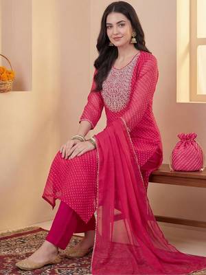 Women Ethnic Motifs Embroidered Regular Sequinned Kurta with Trousers & With Dupatta 6