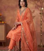 Women Ethnic Motifs Embroidered Regular Sequinned Kurta with Trousers & With Dupatta