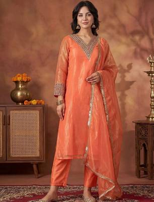 Women Ethnic Motifs Embroidered Regular Sequinned Kurta with Trousers & With Dupatta 2