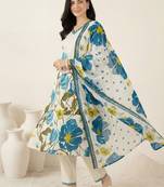 Women Floral Printed Regular Pure Cotton Kurta with Trousers & With Dupatta