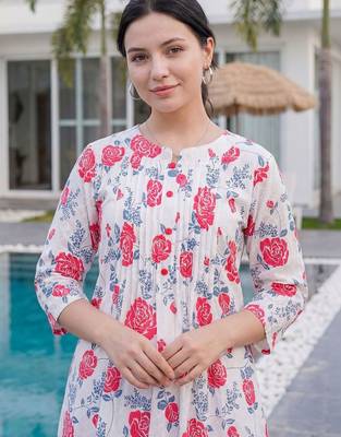 Women Floral Printed Regular Pure Cotton Kurta with Trousers 2