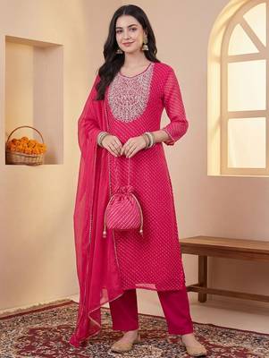 Women Ethnic Motifs Embroidered Regular Sequinned Kurta with Trousers & With Dupatta 1