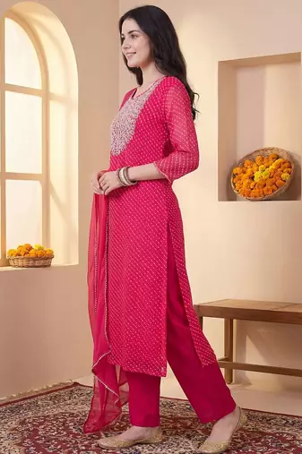 Women Ethnic Motifs Embroidered Regular Sequinned Kurta with Trousers & With Dupatta