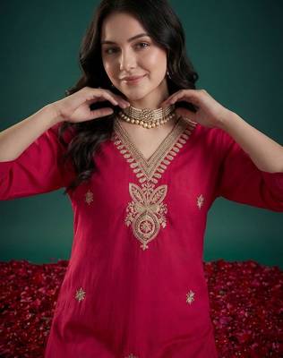 Women Ethnic Motifs Embroidered Regular Thread Work Kurta with Trousers & With Dupatta 2