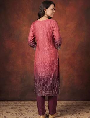 Women Bandhani Printed Regular Sequinned Kurta with Trousers & With Dupatta 3