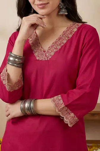 Women Ethnic Motifs Embroidered Regular Sequinned Kurta with Trousers