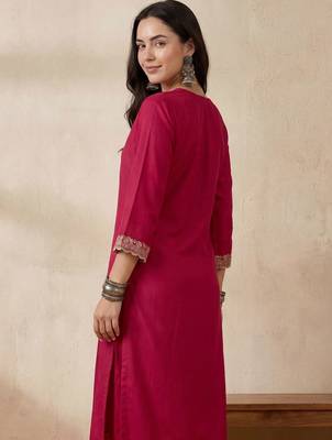 Women Ethnic Motifs Embroidered Regular Sequinned Kurta with Trousers 4