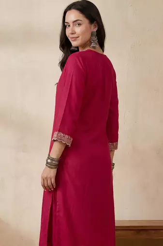 Women Ethnic Motifs Embroidered Regular Sequinned Kurta with Trousers