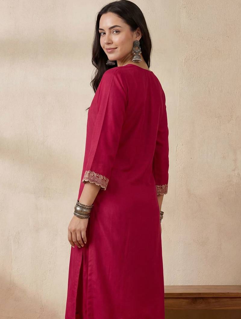 Women Ethnic Motifs Embroidered Regular Sequinned Kurta with Trousers